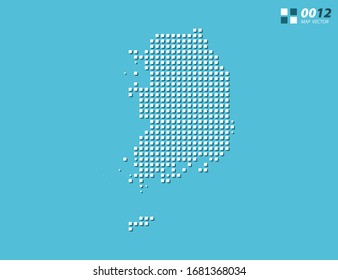 Abstract vector pixel white of South Korea map. Halftone blue organized in layers for easy editing.