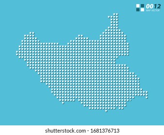 Abstract vector pixel white of South Sudan map. Halftone blue organized in layers for easy editing.
