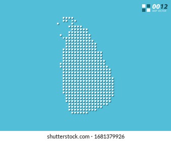 Abstract vector pixel white of Sri Lanka map. Halftone blue organized in layers for easy editing.
