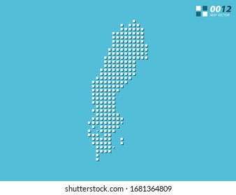 Abstract vector pixel white of Sweden map. Halftone blue organized in layers for easy editing.