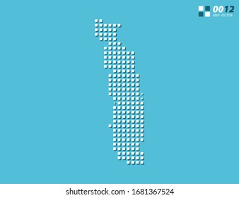 Blanco de píxel vector abstracto del mapa de Togo. Azul de semitono organizado en capas para una edición sencilla.