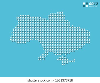Abstract vector pixel white of Ukraine map. Halftone blue organized in layers for easy editing.