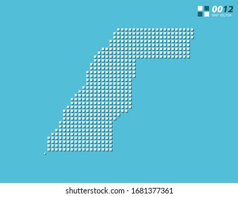 Abstract vector pixel white of Western Sahara map. Halftone blue organized in layers for easy editing.