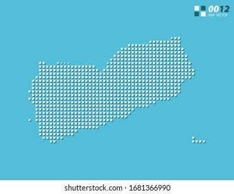 Abstract vector pixel white of Yemen map. Halftone blue organized in layers for easy editing.