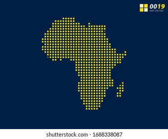 Abstract vector pixel yellow of Africa map. Halftone dark blue background for easy editing.
