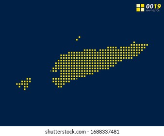 Abstract vector pixel yellow of East Timor map. Halftone dark blue background for easy editing.