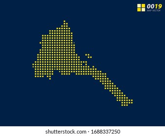 Abstract vector pixel yellow of Eritrea map. Halftone dark blue background for easy editing.