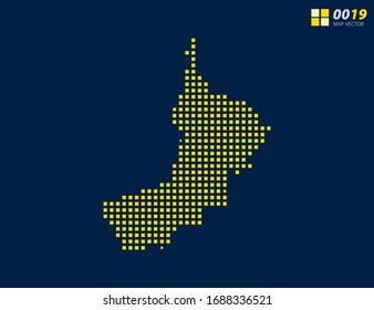 Abstract vector pixel yellow of Oman map. Halftone dark blue background for easy editing.