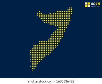 Abstract vector pixel yellow of Somalia map. Halftone dark blue background for easy editing.