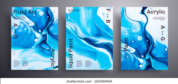 Abstrakte Vektorillustration-Plakatwand, Set von modernen Design-Fluid-Kunstdecken. Künstlerischer Hintergrund, der für Design-Cover, Einladung, Flyer usw. verwendet werden kann