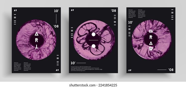 Abstract vector placard, texture pack of fluid art covers. Artistic background that can be used for design cover, poster, brochure and etc. Pink unusual creative artistic template.