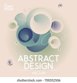 Abstract vector plastic shapes in beige green colors. Futuristic plastic geometric modern template card. Retro pastel minimalistic background
