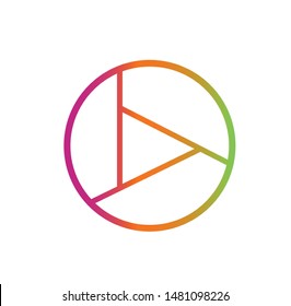 abstract vector - play sign, triangle or camera objective icon with letter