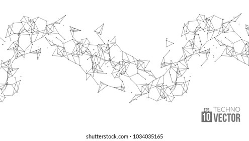 Abstract vector polygon background with lines. Business geometric technology web design. 3d network structure of triangles.