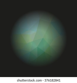 abstract vector polygon background  tender green tone big black vignette