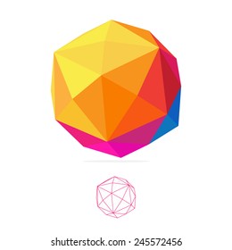 Abstract Vector Polygon Logo.  Low Poly Sphere. Concept Icon