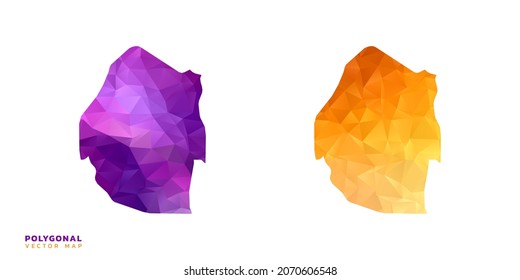 Abstract vector polygon set couple of map Swaziland color orange and purple.