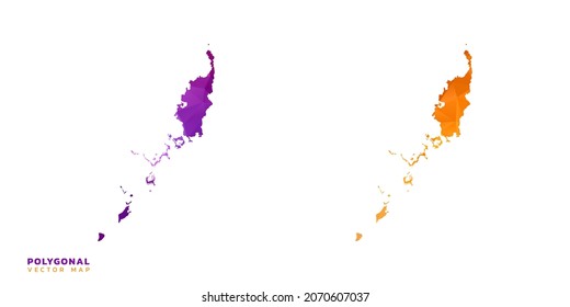 Abstract vector polygon set couple of map Palau color orange and purple.