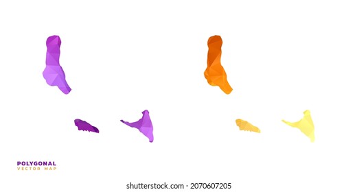 Abstract vector polygon set couple of map Comoros color orange and purple.
