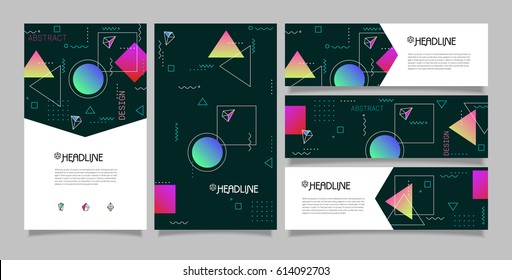 Abstract vector polygonal design banners and booklet templates