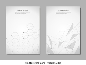Abstract vector polygonal geometric shape with connection lines and dots background