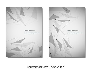 Abstract vector polygonal geometric shape with connection lines and dots background