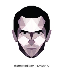 Abstract Vector Polygonal Portrait Of Man. Low Poly Portrait