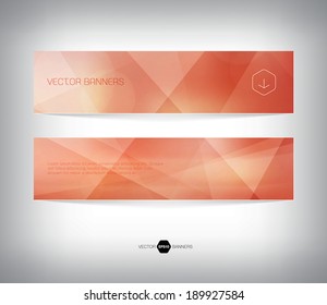 Abstract vector polygonal trendy and modern red geometric banners