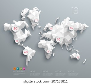 Abstract Vector Polygonal World Map.