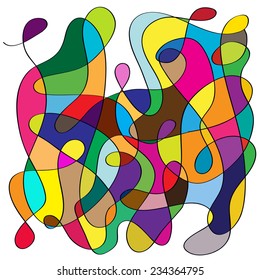 abstract vector pop art sketch with ink chaos lines and colors