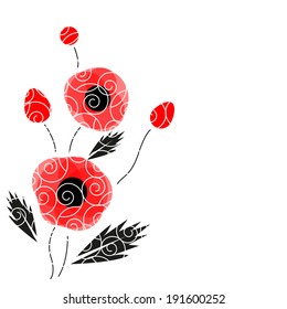 Abstract vector poppies isolated on a white background