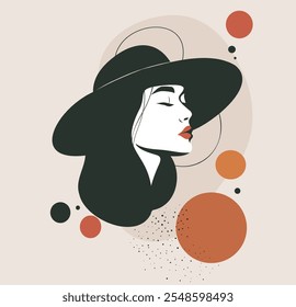 Abstract vector portrait. Modern minimalist concept portrait of woman flat style for interior design and web design