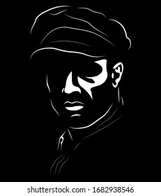 Retrato vector abstracto de una persona. Fondo negro. Ilustración vectorial en capas fácil de editar.