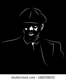 Retrato vector abstracto de una persona. Fondo negro. Ilustración vectorial en capas fácil de editar.