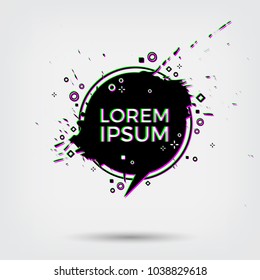 Abstract vector poster. 3d anaglyph speech bubble with holographic effect. Retro placard design.