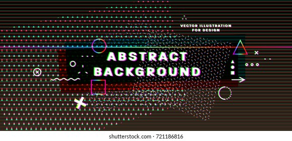 Abstract Vector Poster With 3d Anaglyph And Holographic Effect Elements. 80s Party Retro Placard Style.