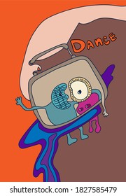 Afiche de vector abstracto con radio de baile