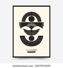 Cartel de Vector Abstractas con estallido de sol geométrico y composición de semicírculo