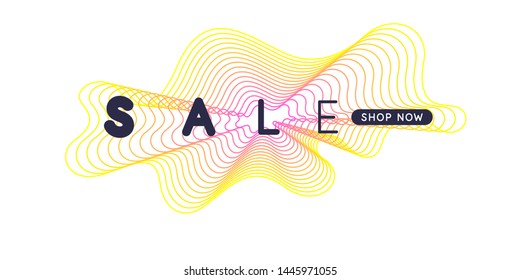Abstract vector poster with line shapes in a modern style on the background. Sale banner