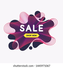 Abstract vector poster with line shapes in a modern style on the background. Sale banner