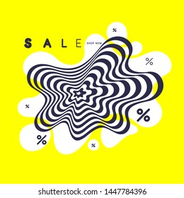 Abstract vector poster with line shapes in a modern style on the background. Sale banner