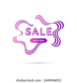 Abstract vector poster with line shapes in a modern style on the background. Sale banner