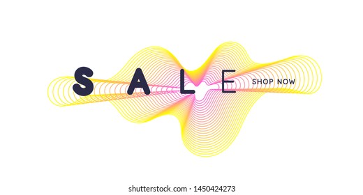 Abstract vector poster with line shapes in a modern style on the background. Sale banner