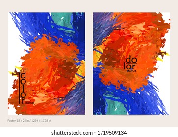 Plantilla de afiche de vector abstracto con formas de capa de plumas coloridas. Fondo dimensional luminoso multicolor. Imitación de pintura digital de color de agua de pincel. Tarjeta artística de garabatos arco iris.
