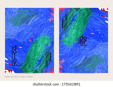 Abstract vector poster template with colorful feather layered shapes. Bright multicolored dimensional background. Brush stroke watercolor digital paint imitation. Rainbow scribble artistic card.