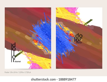 Plantilla de afiche de vector abstracto con formas de capa de plumas coloridas. Fondo dimensional luminoso multicolor. Imitación de pintura digital con acuarela de pincel. Tarjeta artística de garabato arco iris.