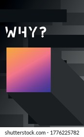 Abstract vector poster template design with 3D element, and gradient colors. Black glitch background