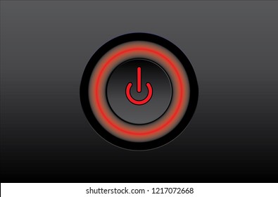 Abstract Vector power button with red light, active. business, office, PC Vector illustration 