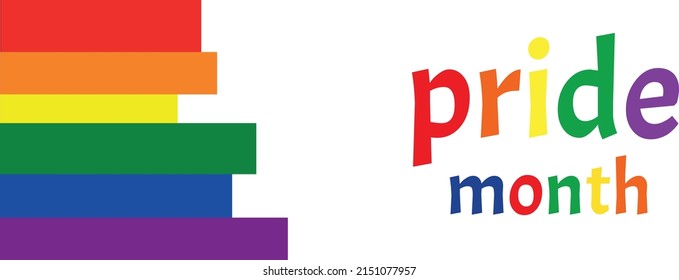 Abstract Vector prepared with illustraton of pride month lettering with lgbt flag and lgbti colors in the corner on white background. Creative textura concept idea for pride month or visibility day.