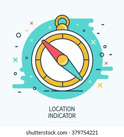 Abstract vector print graphic design icon. Flat thin line sign web design. Business icon of compass. Modern pictogram of design symbol. Creative print.